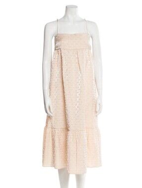 Kika Vargas x Target Textured Empire Waist Midi Dress Blush Pink. Size: Large.